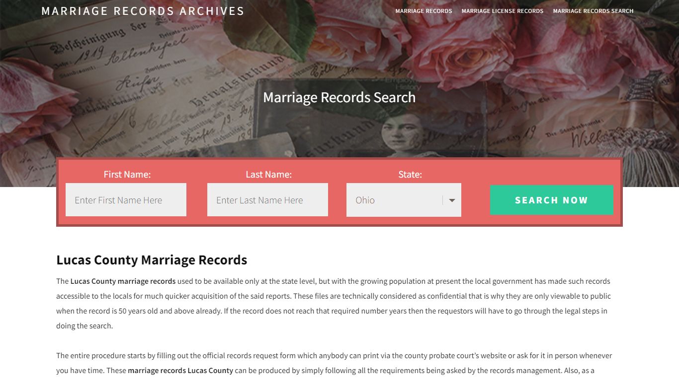 Lucas County Marriage Records