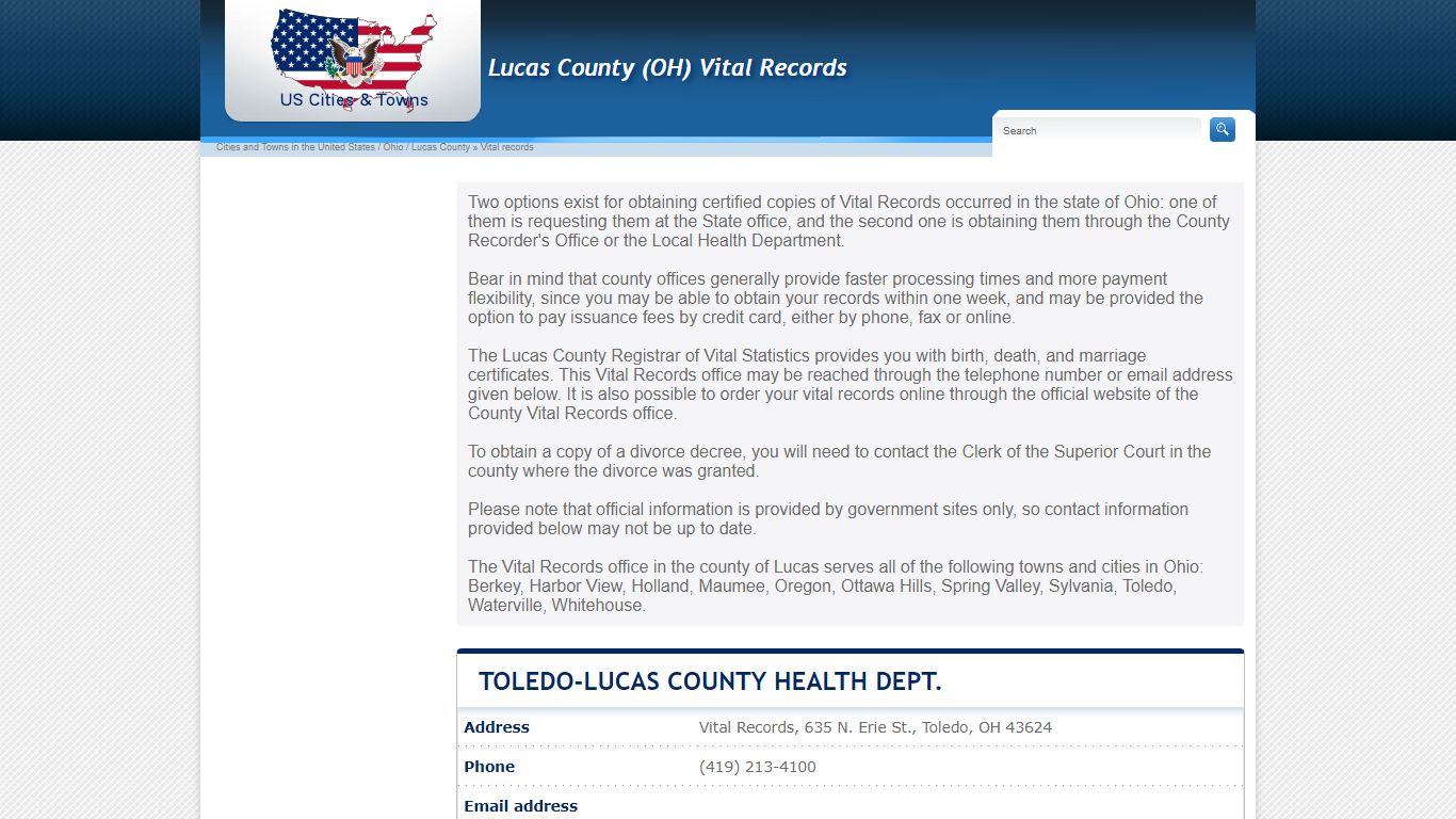 Lucas County Birth, Marriage, Death Certificates